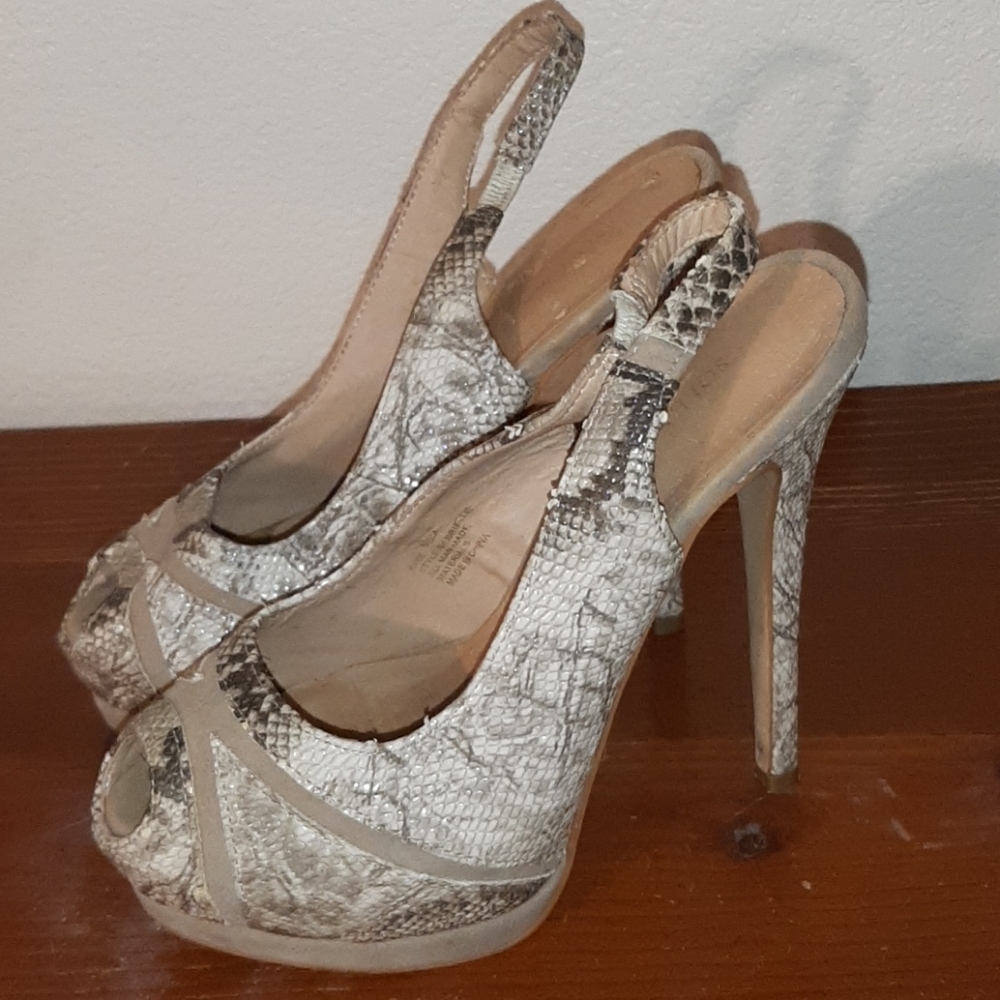 peeptoe platform slingback heels size 6.5